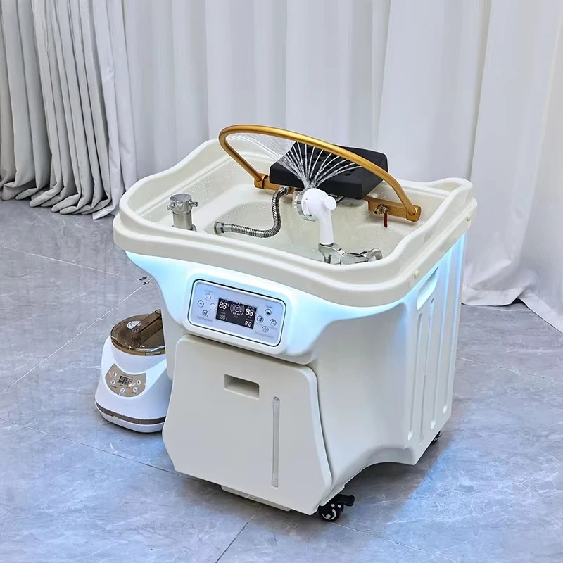 Pipeless Portable Mobile Shampoo Basin Sink 25L Waste Water Bucket 50L Water tank Heater Hair Washing Bowl for Spa Barber Shop