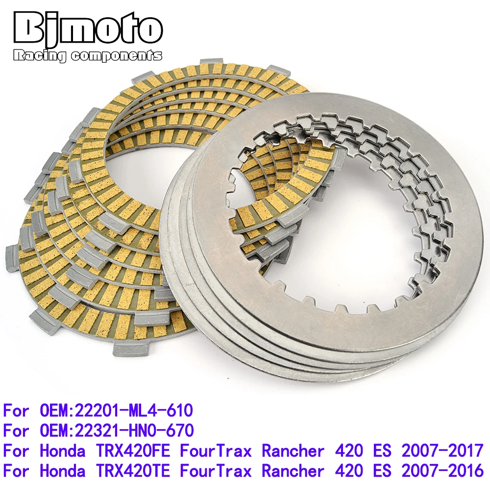 For TRX-420FE Clutch Friction Disc Plates For Honda TRX 420 FE TE FourTrax Rancher 420 ES 22201-ML4-610 22321-HN0-670