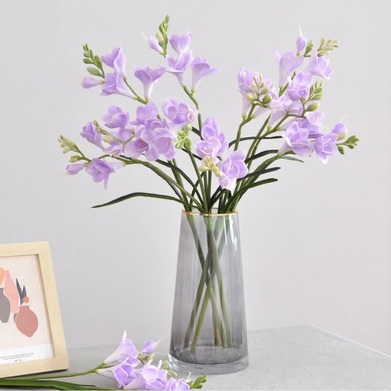 1Pc Faux PU Hand-feel Fragrant Snow Orchid Fake Flowers Luxury Home Decoration Ornaments Orchids Party Wedding Decoration Flore