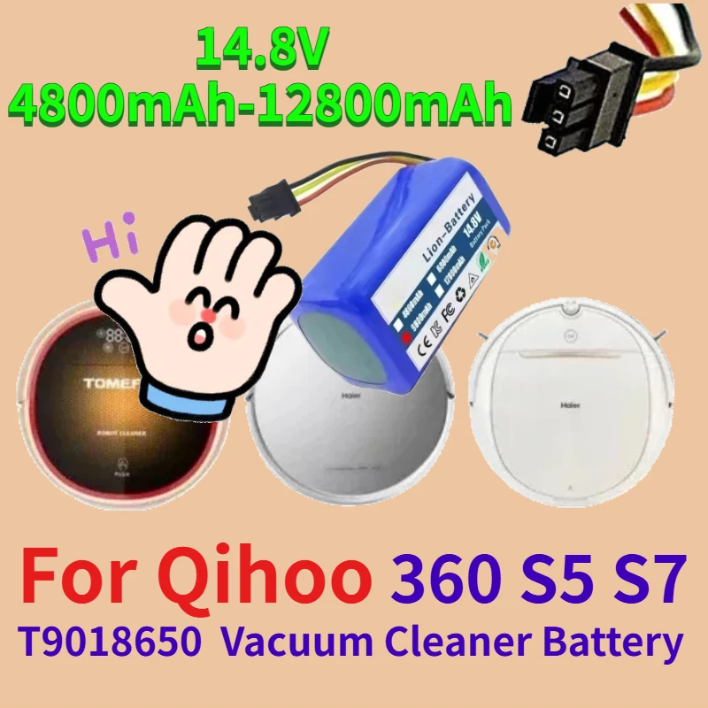 

4800mAh-12800mAh Vacuum Cleaner Battery for Qihoo 360 S5 S7 T9018650 14.8V Lithium Rechargeable Battery Pack