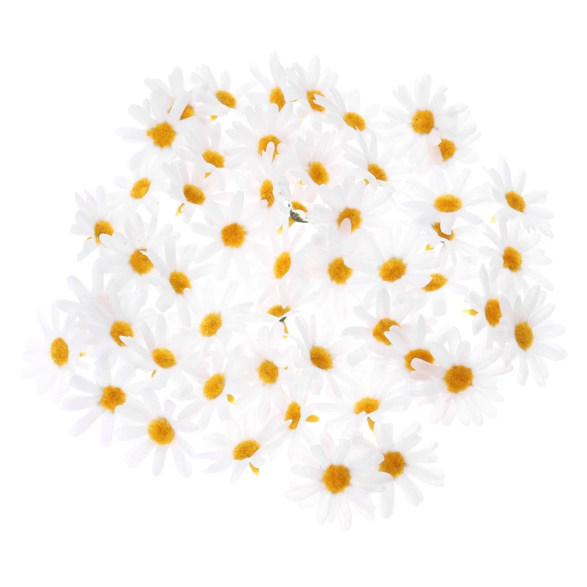 

50 pcs Simulation Daisy Flower Heads 4.5Cm Fabric Artificial White Wedding Diy Crafts Decor Props