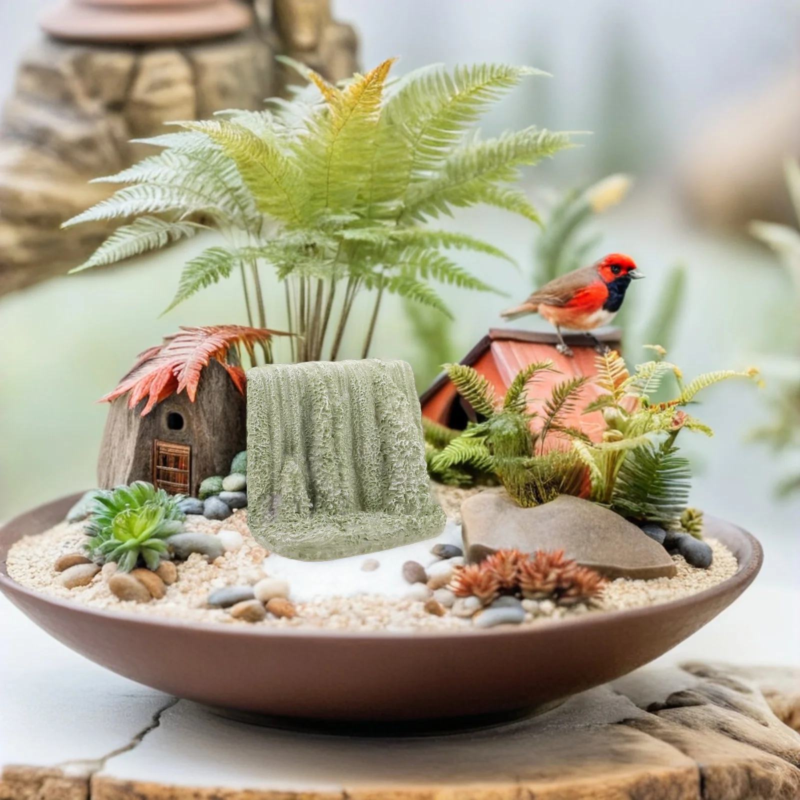 

Miniature Waterfall Decor for Sand Table Fairy Garden Zen Bonsai Micro Landscape Craft Indoor Resin Scene Ornament