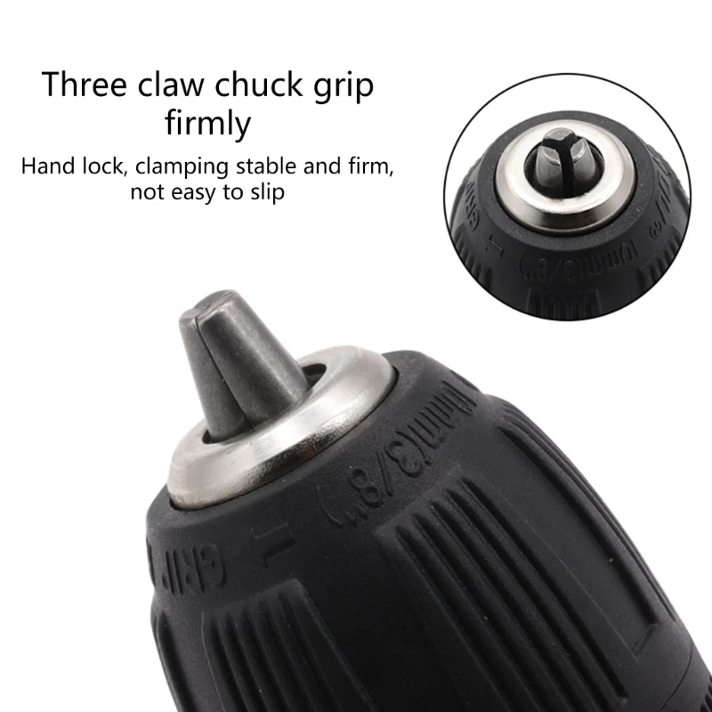 0.8 มม.-10 มม.Keyless Drill Chuck 3/8-24UNF เจาะเกลียวสำหรับมือไฟฟ้าเจาะอะแดปเตอร์ Converter