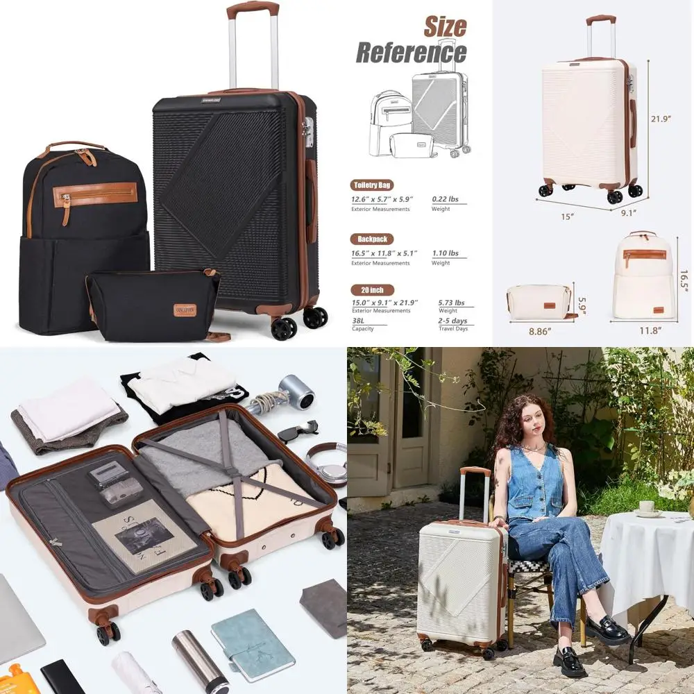 

Легкий набор чемоданов из трех предметов с 20-дюймовым спиннером, твердый корпус из АБС-пластика и замком TSA для надежных путешествий