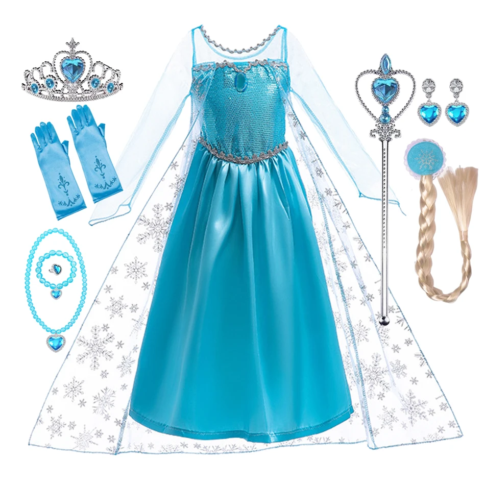 Mädchenkleid Prinzessin Kinder Halloween Cosplay Party Schneekönigin Kostüm Prinzessinnen-Festtagskleidung Kinder-Outfit Kleid