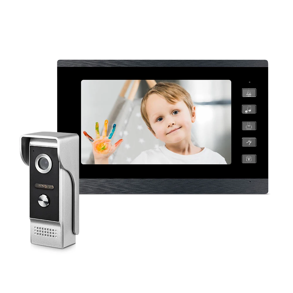 Wired Video door phone Intercom System with 7''Inch Color Monitor Kit Doorbell With Waterproof Outdoor IR Camera Home Security
