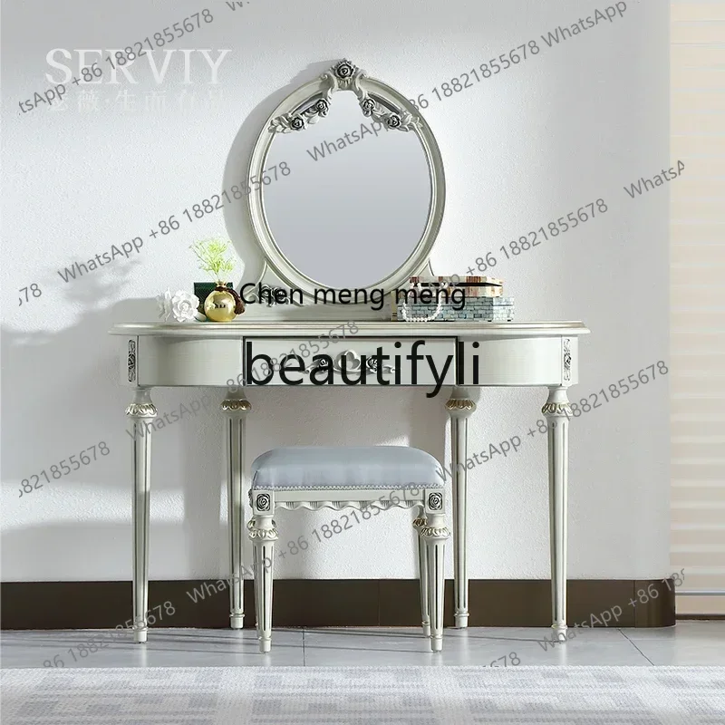 French light luxury solid wood with carved dresser cloakroom master bedroom small dressing table