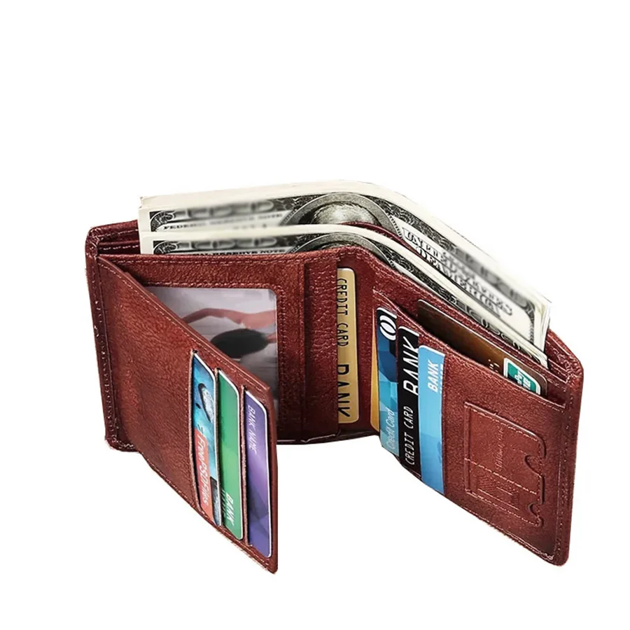 Vintage genuine leather Wallet RFID anti-theft Short Business Men\'s Wallet Multifunctional Wallet Credit card holder bag Purse