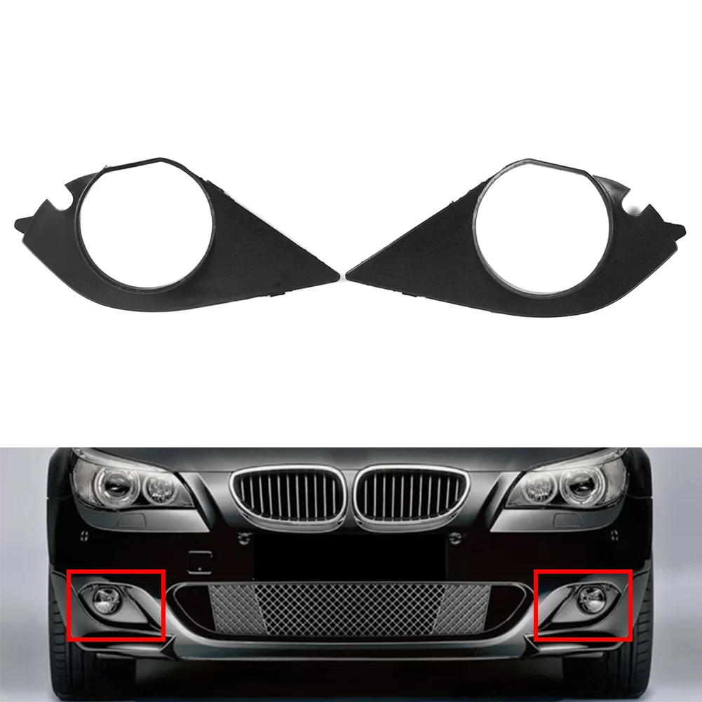 1Pair Car Front Fog Light Lamp Frame Cover ABS Plastic Black For BMW 5 Series E60 E61 M Sport 2003-2010