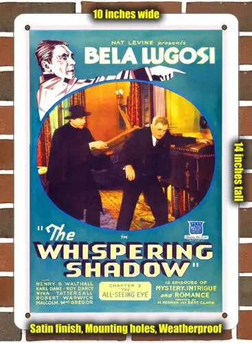 Metal Sign - 1933 The Whispering Shadow Movie - 10x14 inches