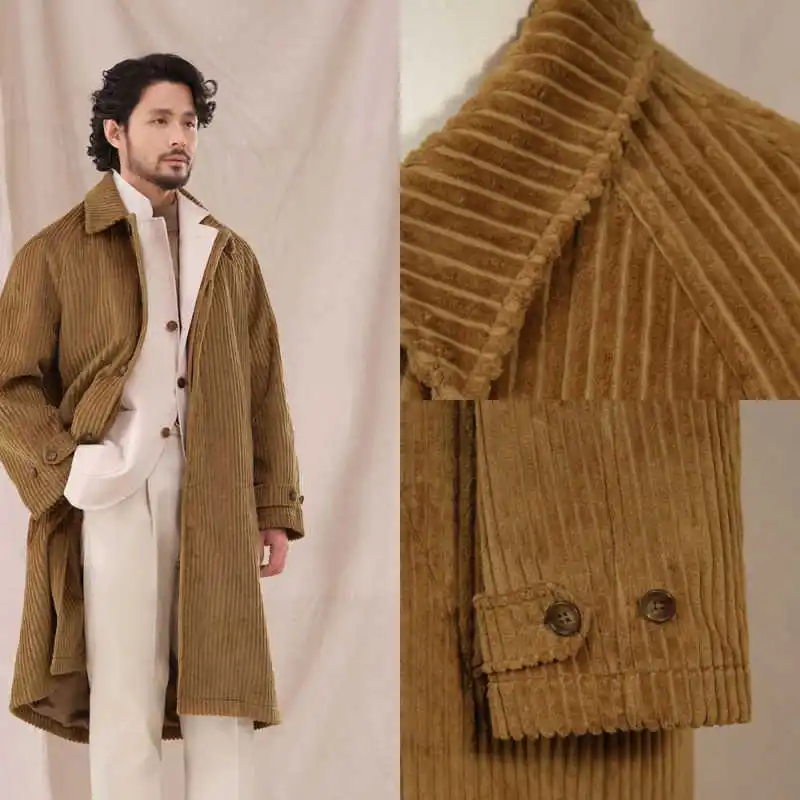 เสื้อโค้ทผู้ชายผ้าแฟลนเนลทันสมัย แบบกระดุมสองแถว ทรงหลวม สำหรับฤดูใบไม้ร่วงและฤดูหนาว อุ่นสบาย เหมาะสำหรับใส่ทำงานในออฟฟิศหรือโอกาสทางการ  สามารถสั่งตัดได้