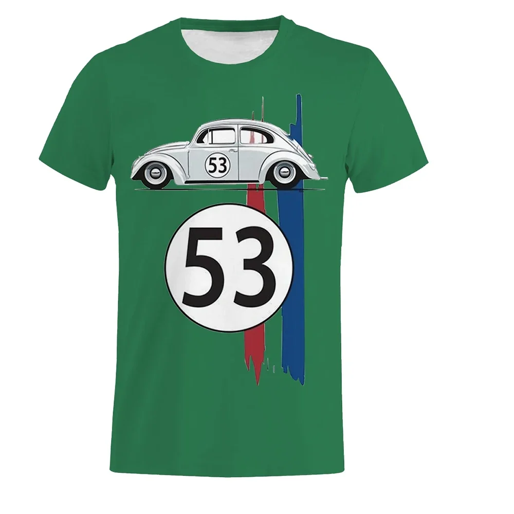 Customization Motorcycle Beetle 53 Number T Shirt Men Car Short Sleeve Simple Herbie Tees Tshirts Rally Car Male Black Printed 3