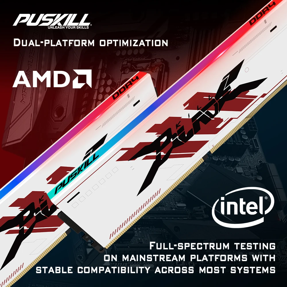 PUSKILL RGB DDR4 Memoria RAM  3600MHz 3200MHz 8GB 16GB  DIMM Desktop Gaming Memory