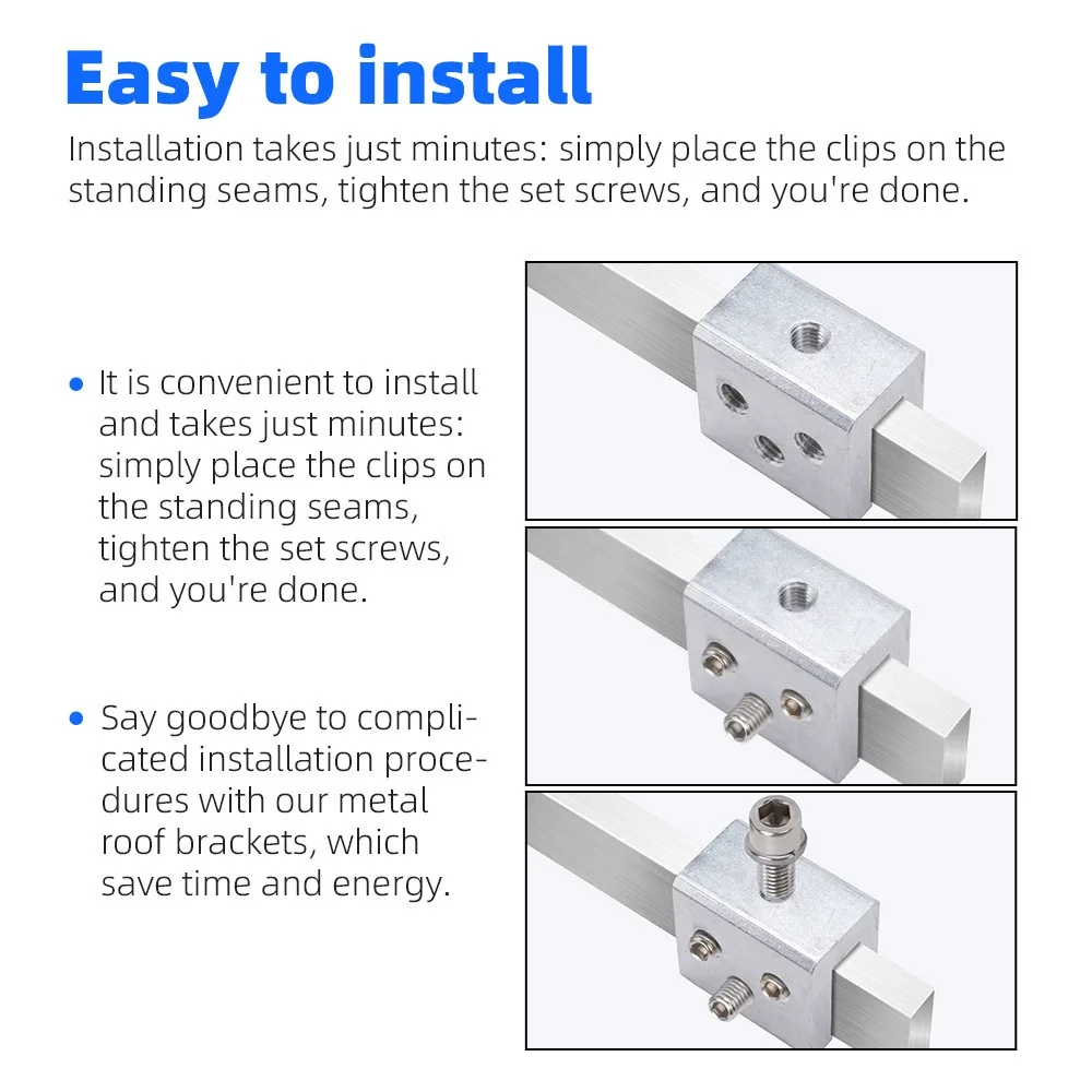Solar Panel Roof ClampVertical Seam Color Steel Tile PV Mounting Bracket,Cable Management Hardware for Photovoltaic Installation