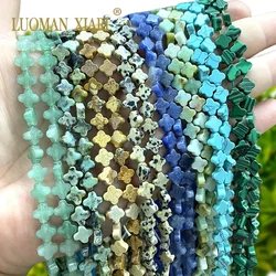 7-8MM Clover Shape Natural Stone African Turquoises Jades Loose Flower Spacer Beads for Jewelry Making DIY Bracelet Accessories