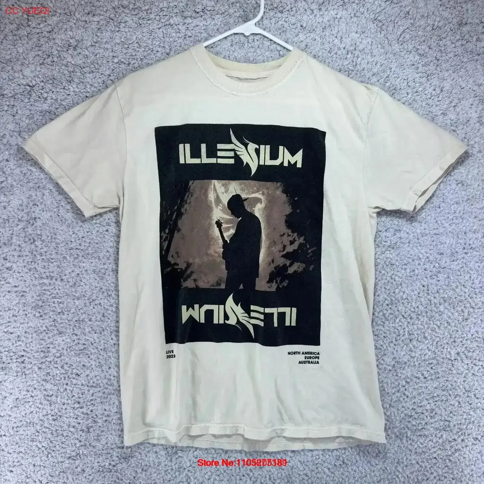 Illenium 2023 Tour North America Europe Australia Double Sided Beige T Shirt M vintage Washed Casual graphic Soft Stylish