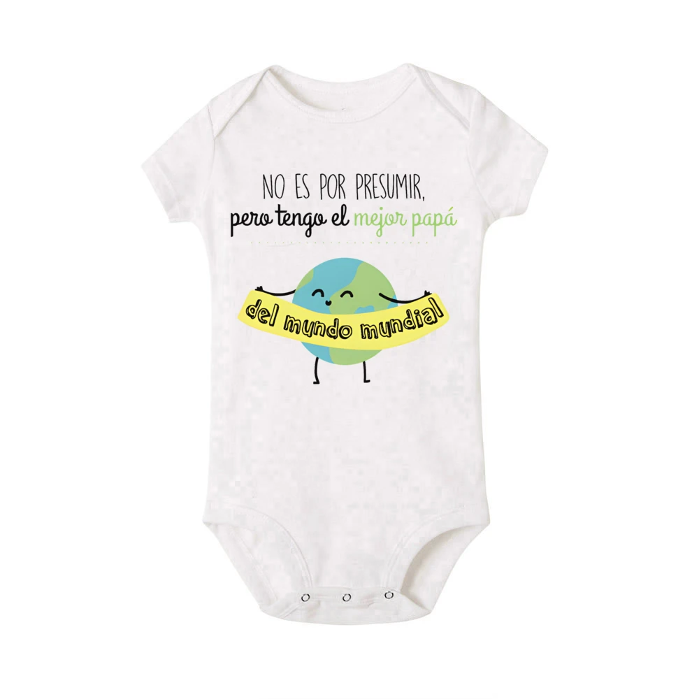 I Have A Best Dad in The World Spanish Printed Baby Romper Funny Newborn Summer Bodysuit Infant Short Sleeve Jumpsuits Clothes