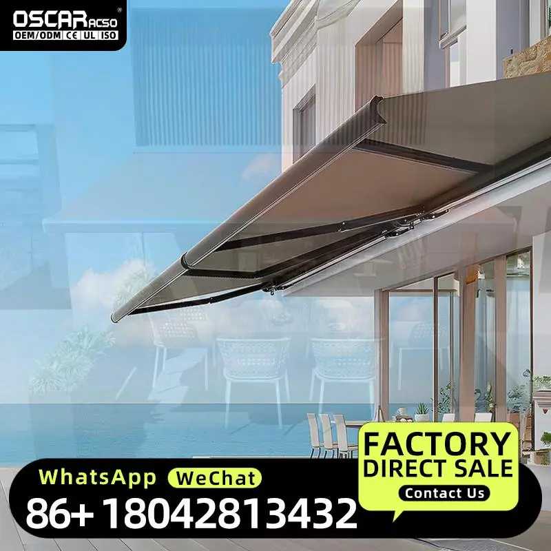 High Quality Outdoor  with PVC Sail Remote Control Patio Tent Good Price For Balcony Garden Terrace UK US Retractable Awning