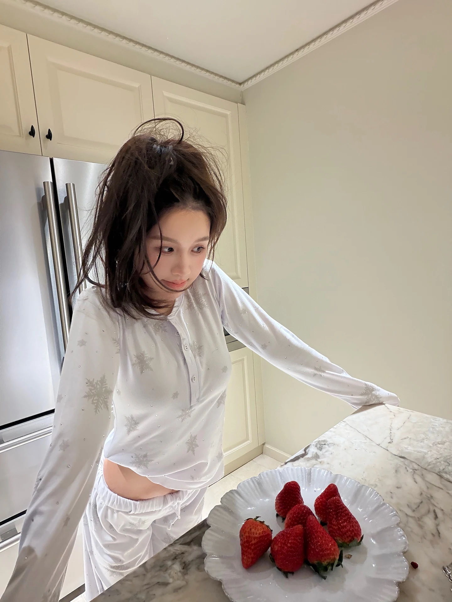 

Limited Edition Snowflake Sleepwear by Iuiu Home New Year Style Women's Fashion Set Long Sleeve Winter Spring Collection