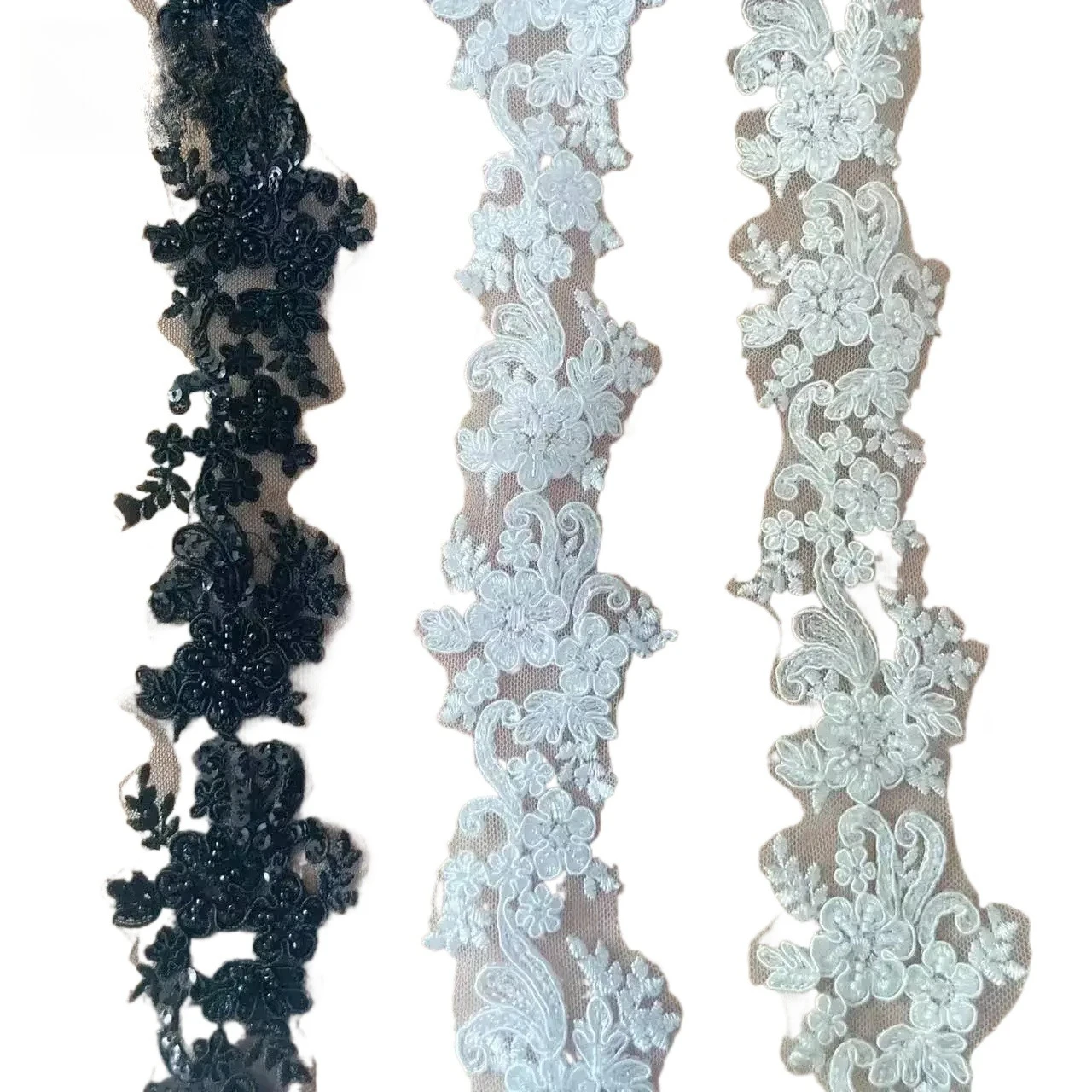 

5 Yards/lot New High Quality Beaded Bridal Flower Lace Trim, DIY Veil, Sewing Accessories, High Quality Rayon, Wedding Dress