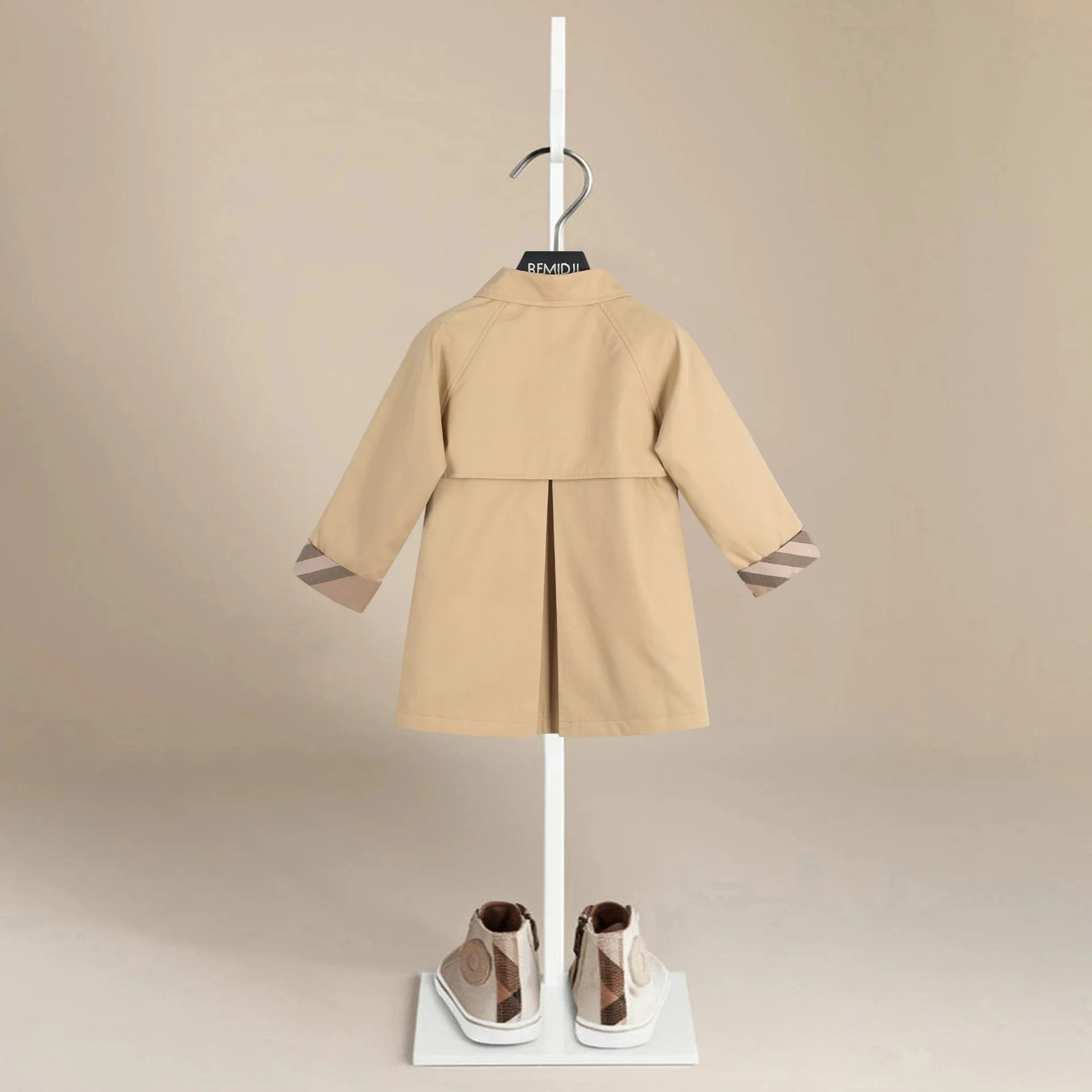 Children Trench 2025 Spring Autumn Boys Girls Korea Solid Color Long Trench Fashion Casual Turn Down Collar Girls Trench Coat
