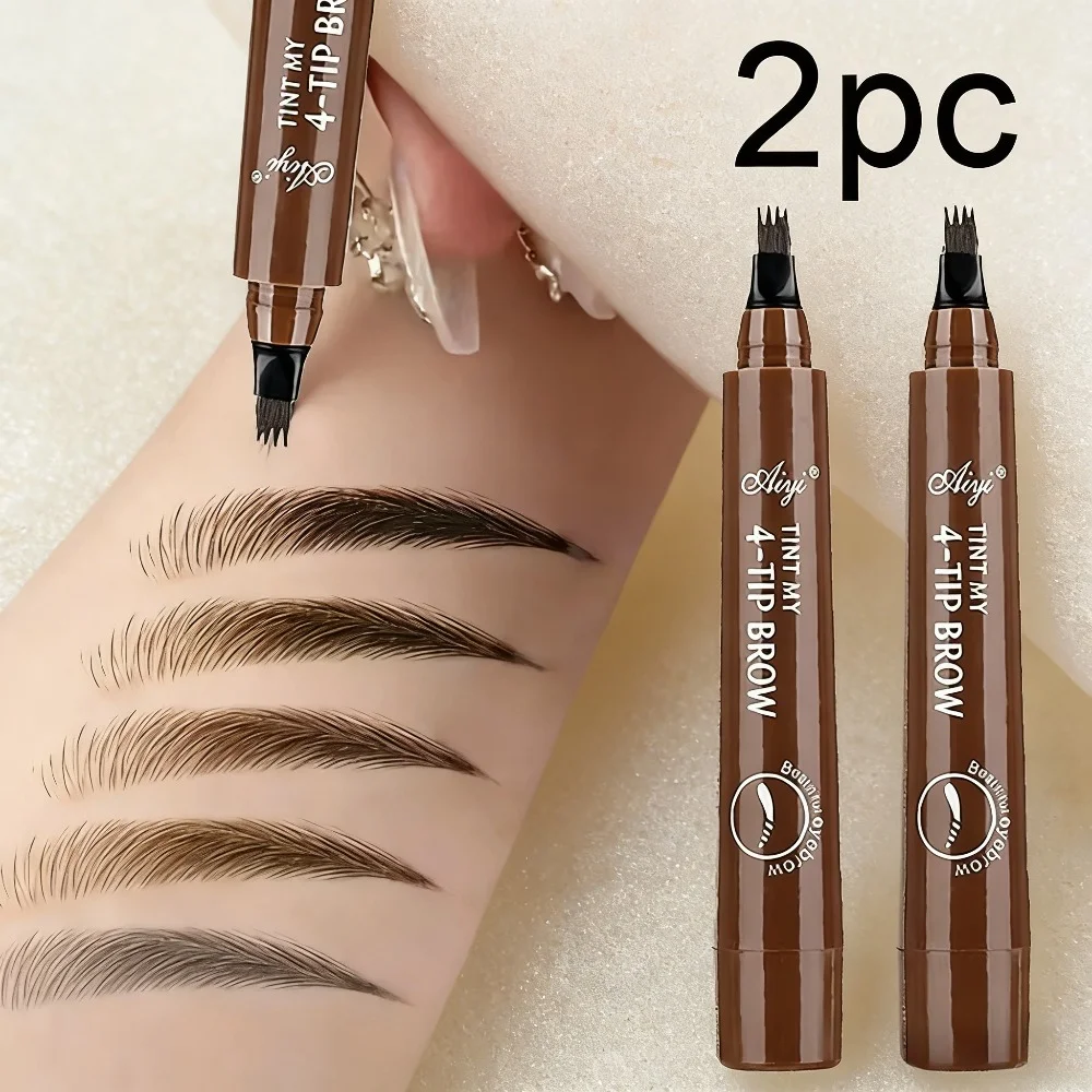 قلم حواجب كوري ذو 4 أطراف مقاوم للماء وطويل الأمد ومظهر طبيعي وسهل الاستخدام للمبتدئين #1