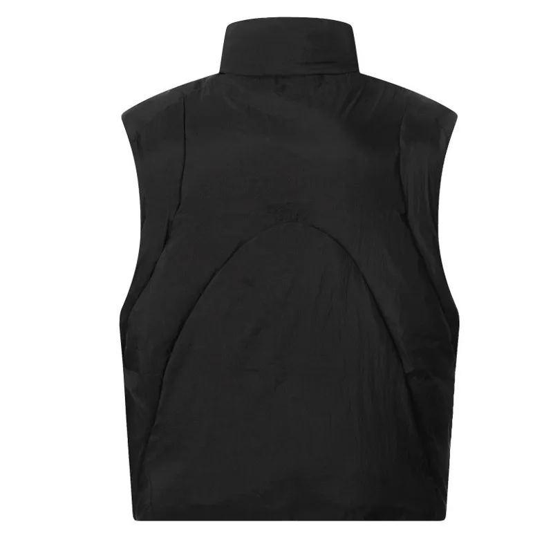 قميص قصير شتوي للرجال عالي الجودة فضفاض غير رسمي متعدد الاستخدامات بدون أكمام، سترة قطنية سميكة بنصف ياقة عالية، سترة سترة #3