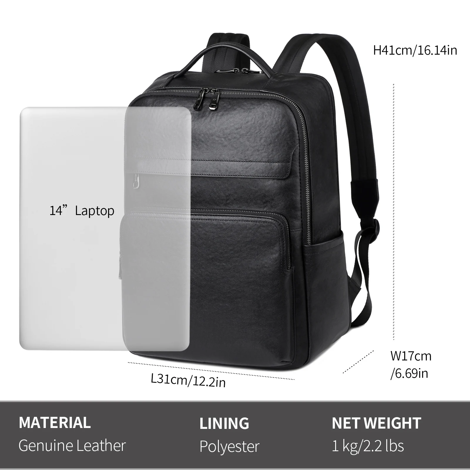 Mochila negra de cuero genuino - Leather Work Rucksack Mens reseña y precio
