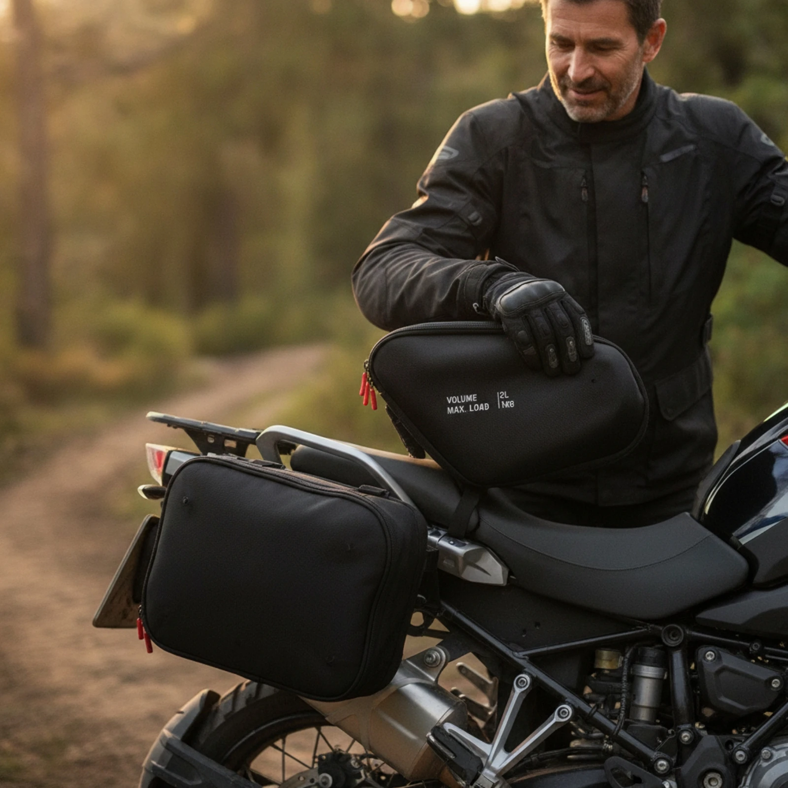 Motorcycle Side Bags Hard Shell Motorcycle Side Frame Bag Frame Storage Bags Nylon Long-Lasting for Adventure Riders