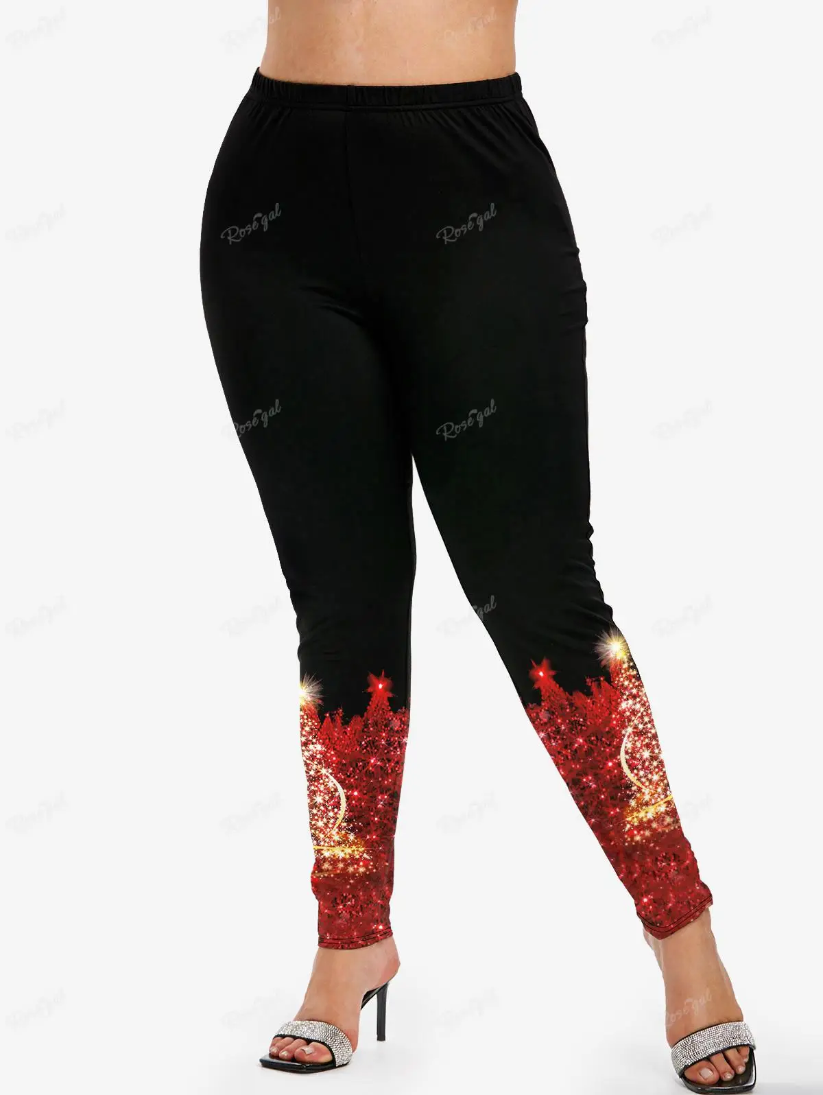 Plus Size Christmas Outfits T-shirt Leggings Women Matching Set 3D Printed Sparkling Glitter Lattice Crisscross Top Pencil Pants