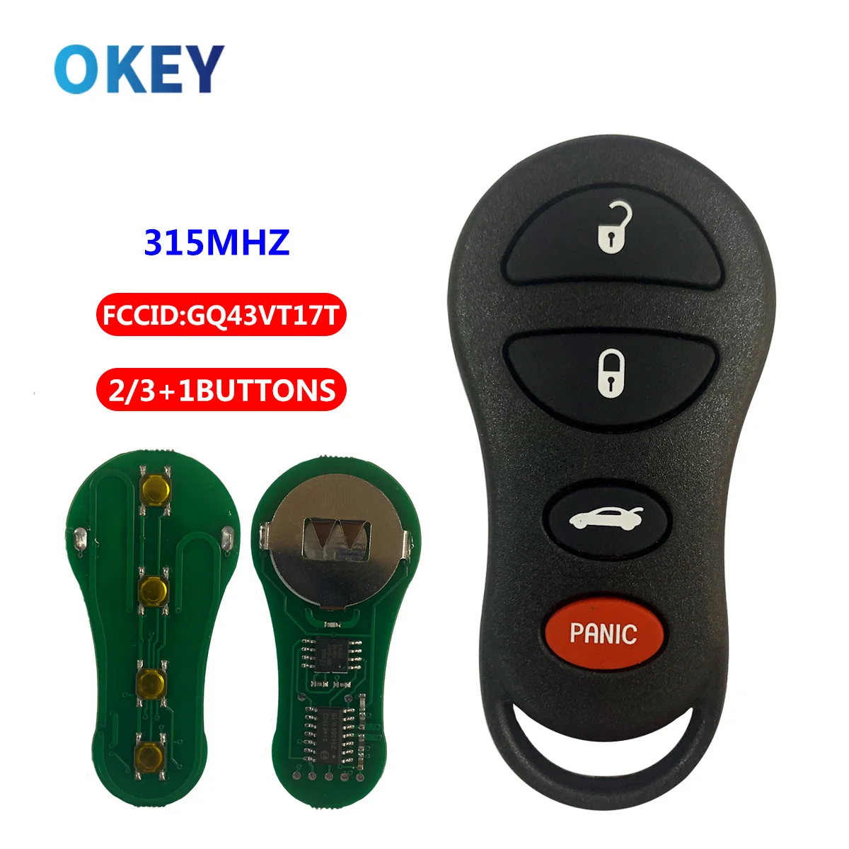 Okey Remote Car Key For Dodge Durango Jeep Chrysler Concorde 300M 2001-2004 GQ43VT9T/GQ43VT17T 315Mhz