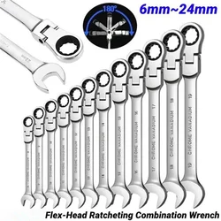 1PC Metric Flex-Head Ratcheting Combination Wrench 72 Teeth 12 Point Dual-purpose Rachet Wrench Ended Spanner Hand Tools