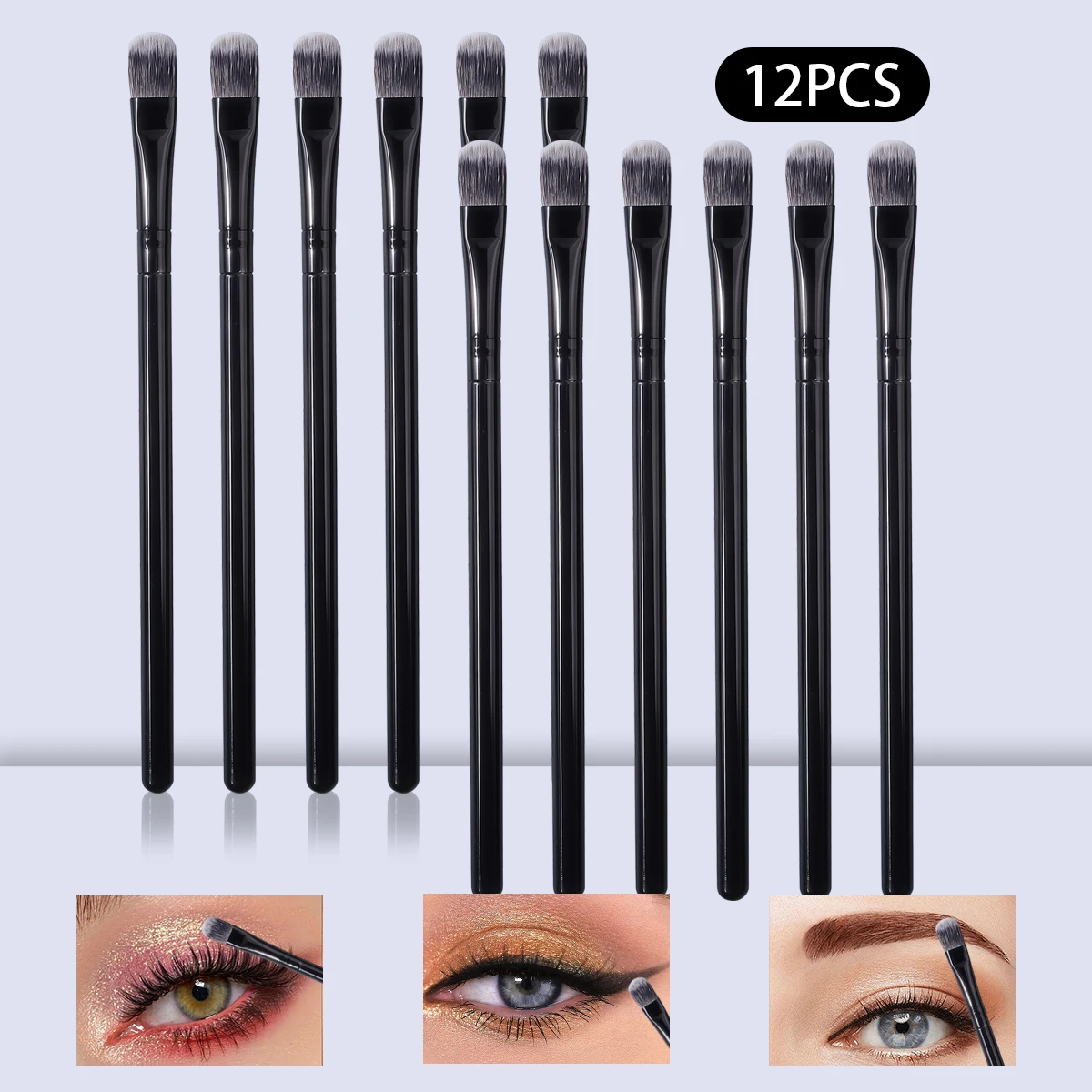 12 pièces de pinceaux de maquillage pour les yeux doux, pinceaux pour fard à paupières, pinceaux pour taches, pinceaux à sourcils, pinceaux anti-cernes et outils de beauté