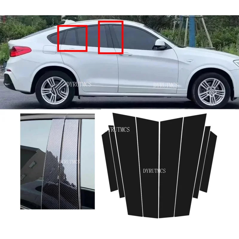 

8PCS Gloss Black Pillar Posts Fit For BMW X4 F26 2014-2018 Window Decor Door Side Mouliding Trim Cover Carbon