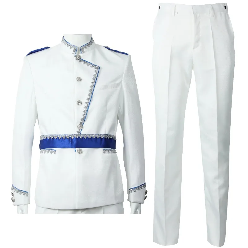 Medieval Clothing Man British Court Banquet Dress Spliced Suit Male Wedding Party Blazer and Trouser Royal Prince Outfit