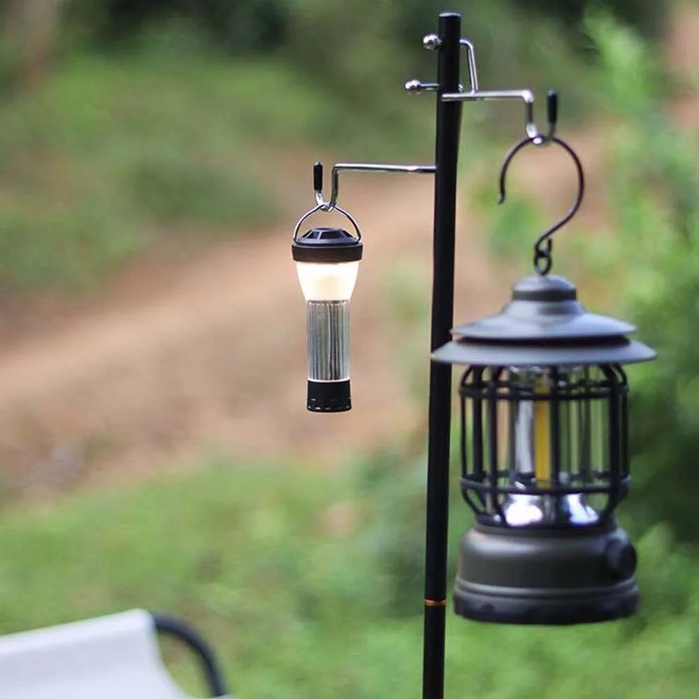 

Aluminum Alloy Camping Lamp Rod Polyester Adjustable Folding Lamp Stand Strong Load-bearing Black Portable Lantern Holder Travel