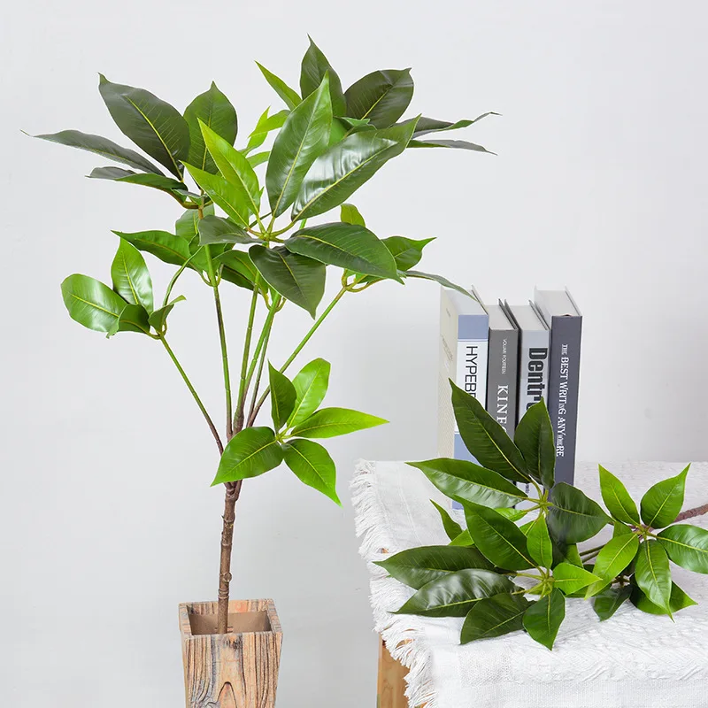 70/135cm Artificial Ficus Tree Branches Large Banyan Leaves Fake Rubber Plant Plastic Tall Plant Landscape For Home Garden Decor