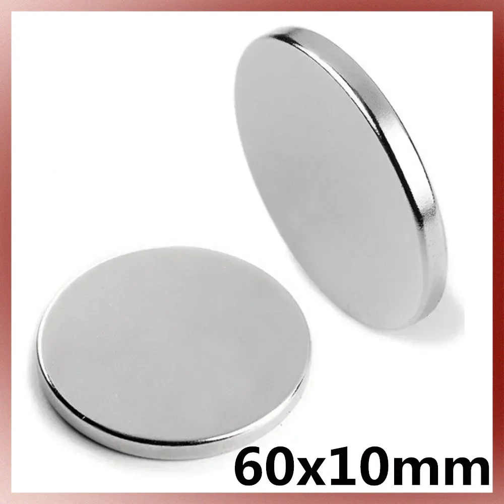 

1/2/5Pcs Neodymium Magnet 60x10mm NdFeB Super Strong Powerful Permanent Round Rare Earth Magnetic N35 Circular Magnet