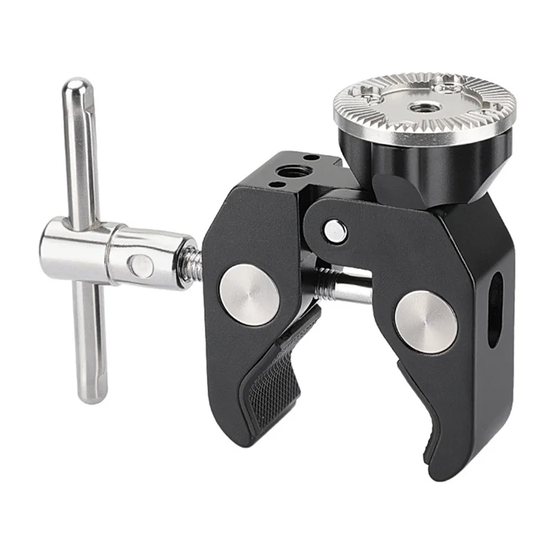 

B04C-Multi-Purpose Super Crab Clamp& 3/8"- 16 Threaded Holes For Photography Tripod Leg Handrail Pole With M6 Female Thread