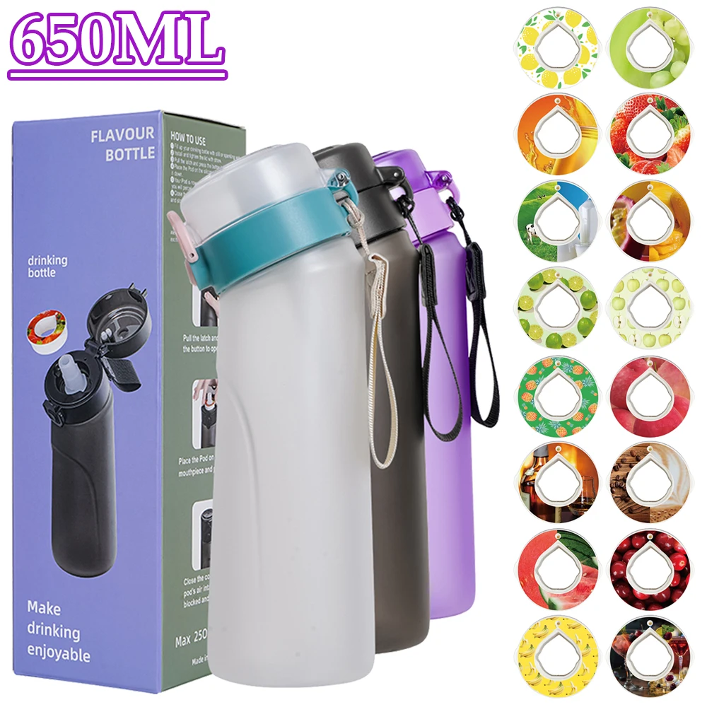 650 ml aromatisierte Wasserflasche, Sporttrinkflasche, Fruchtduftbehälter, Wasserbecher für Outdoor, Camping, Fitnessstudio, Fitness, Flaschen