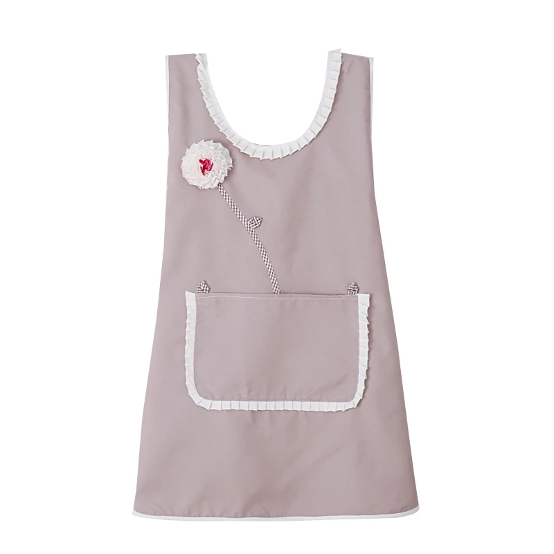 Korean Style Cross Back Apron with Pocket Sweet Cute Princess Bib Aprons for Women Gardening Painting Cooking Drawing M68E