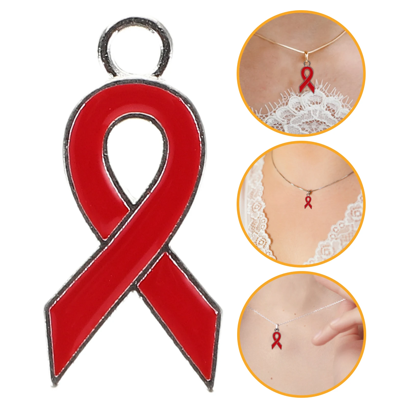 

50pcs Ribbon Pendant Accessories Metal Alloy Charms Diy Jewelry Women Girls Keychain Necklace Decoration Orange Fade Resistant