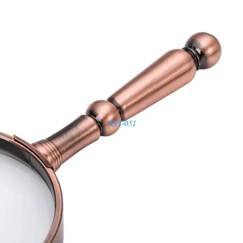 

E15A Handheld Glass Lens Antique Metal Magnifier for Fine Print Reading Inspection Coin & Stamps Astrologer Gift
