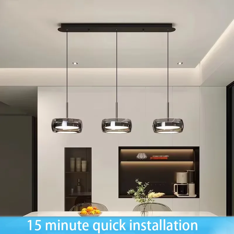 

Modern & Minimalist Three-Head Glass Pendant Light for Dining Room Restaurant and Bar led lights lamp chandeliers