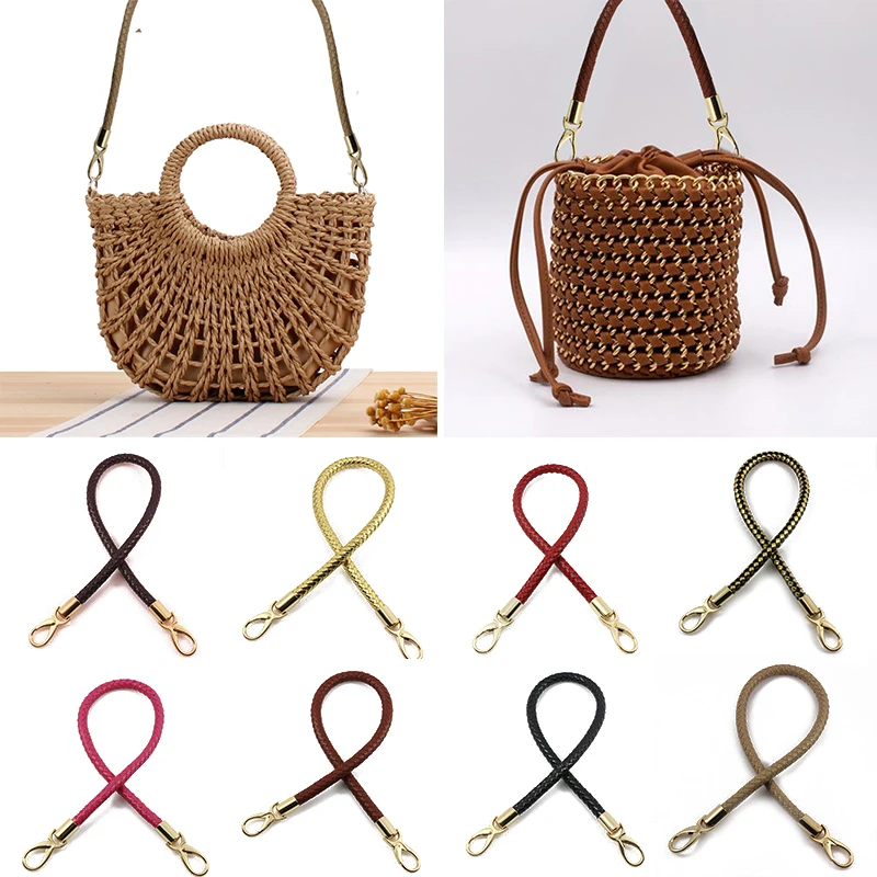 40cm PU Leather Bag Strap Women Replacement Shoulder Bag Belt Detachable Braided Strap Bag Handle Hand Straps Bag Accessories