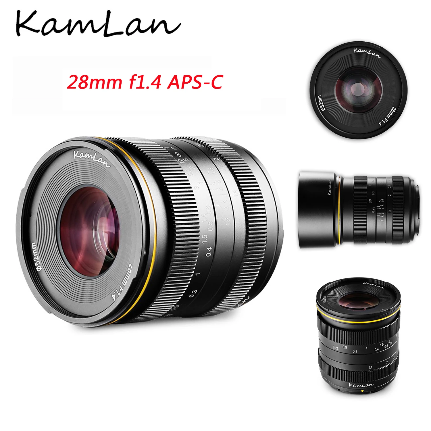 Kamlan 28mm f1.4 APS-C Camera Lens Wide Angle Large Aperture MF Lens For Sony E Canon EOS-M Fuji X M4/3 Mount Mirrorless Cameras