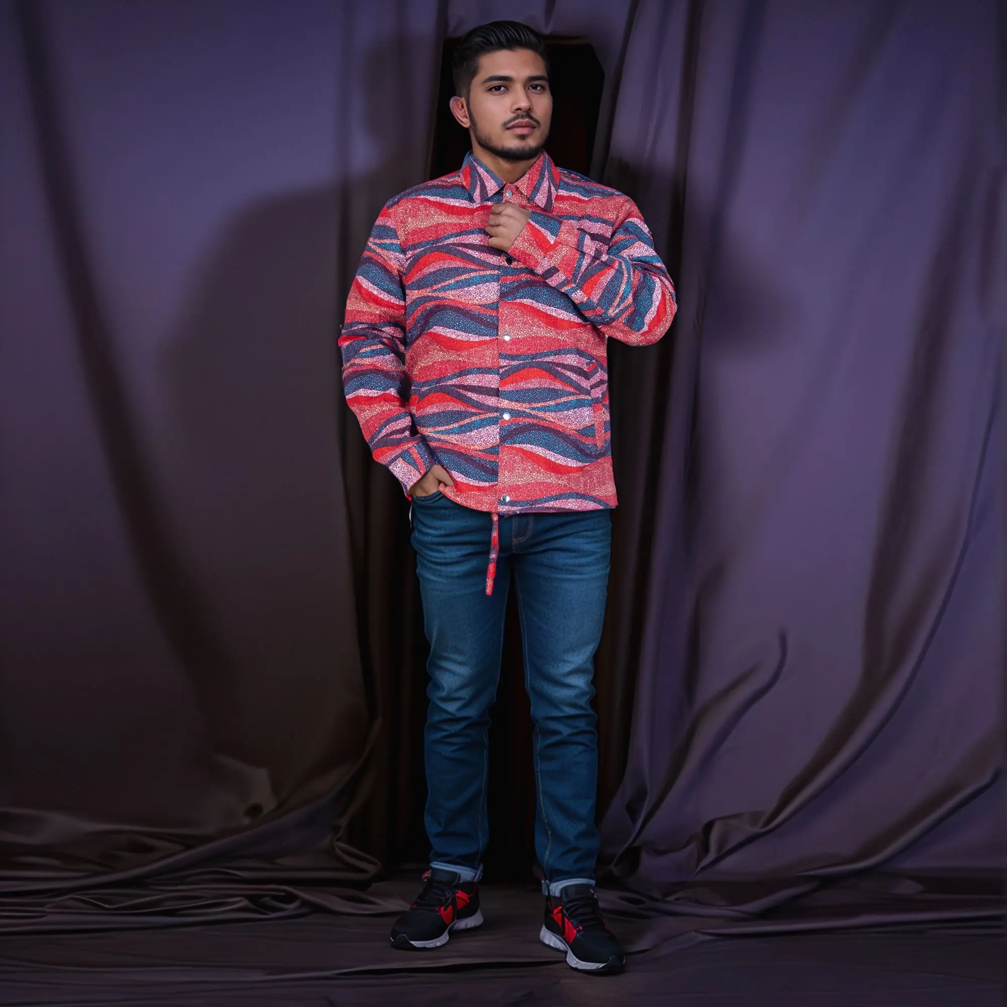 African Men's Coat Long Sleeve Coat African Print Jacket Outwear Men's Jacket with Adjustable Drawstring Fashion Top Wyn2243