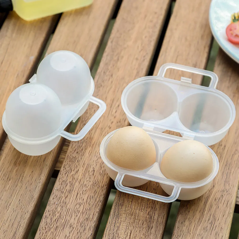 

2pcs Portable Egg Containers PP Double grid Camping Boxes Lightweight Egg Holders Outdoor Trays Storage Cases