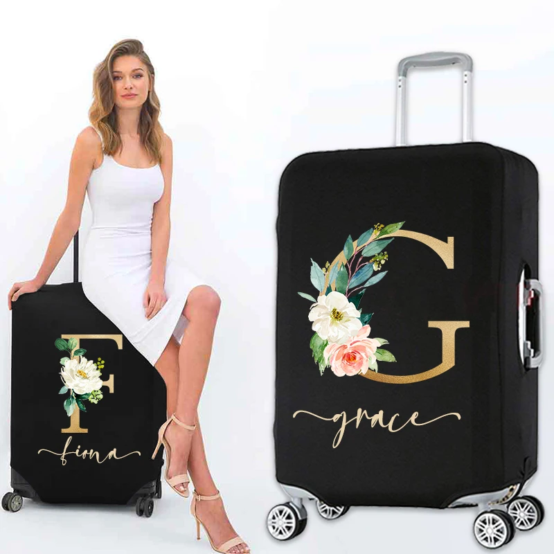 Personalized Ladies Custom Name Elastic Luggage Cover for 18\'\'-32\'\' Suitcase Accessories Suitcase Dust Cover Luggage Accessories