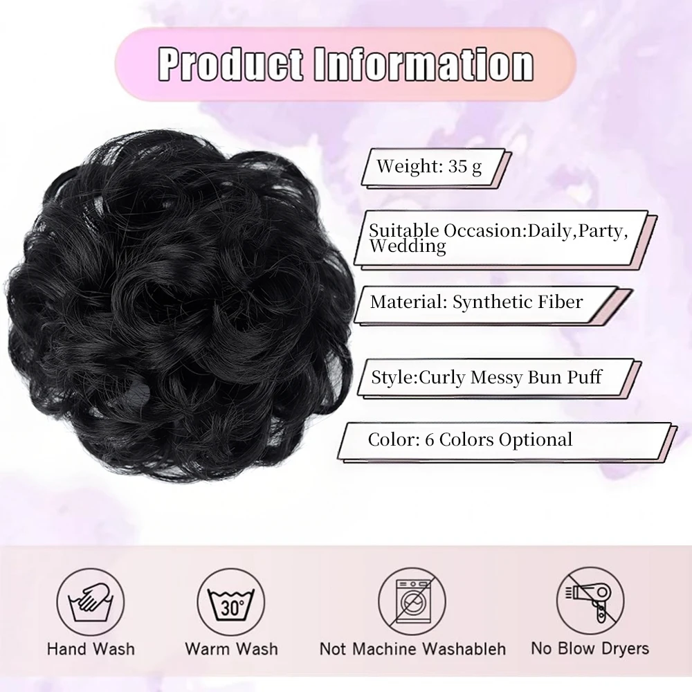 Drawstring Messy Bun Hairpieces, Wavy Synthetic Hair Bun for Instant Volume, Drawstring Ponytail Bun Hair Extensions for Women